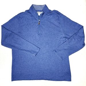 Mizzen + Main 1/4 Zip Mens Large  Blue Pullover